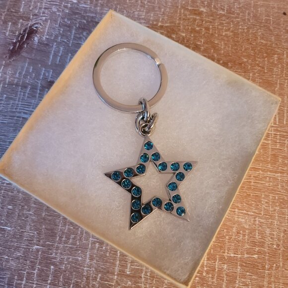 Coach Accessories - COACH - Silver/Blue Pave Crystal Star Keychain (Brand new)(Gift box included)